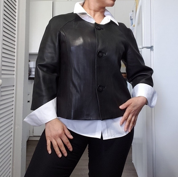 Alfani Genuine Leather Jacket, Color Black, Size L - Picture 1 of 17